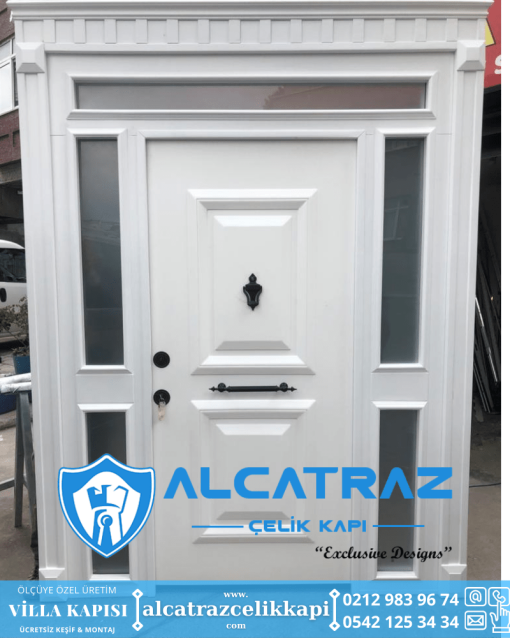 Villa Kapısı Modelleri Villa Giriş Kapısı Kompozit Çelik Kapı Alcatraz Villa Kapısı Haustüren SteelDoors Beyaz